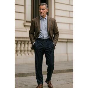 Brioni Brown Pleated Super 180 Dress Pants Trousers  Mens Size 38